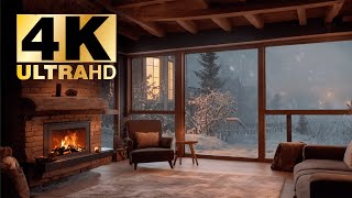 I fell asleep in 5 minutes! Winter fireplace and blizzard sounds for deep sleep