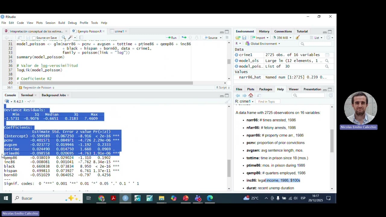 Regresión de Poisson en RStudio
