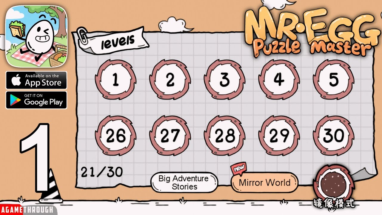 MIRROR WORLD All Levels 1 - 30 Main Level Mr Egg Puzzle Master Guide / Tutorial / Walkthrough
