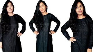 Boat neck straight cut kurti with gathered sleeves/cutting & stitching/ Malayalam/English subtitles