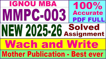 MMPC 003 solved assignment 2025-26 in English || mmpc 003 solved assignment 2026 || ignou mmpc3