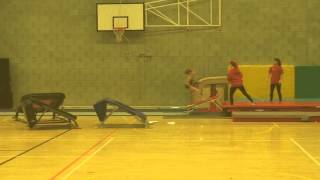 Elements Yellow Team on Trampette @ South East regional TeamGym championships team silver