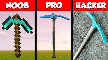 Minecraft Pickaxe PIXEL ART CHALLENGE - NOOB vs PRO vs HACKER vs GOD