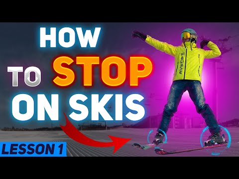 FOR 3 MINUTES!! HOW to stop on SKIS Beginner? Lesson 1 - skiing for beginners.
