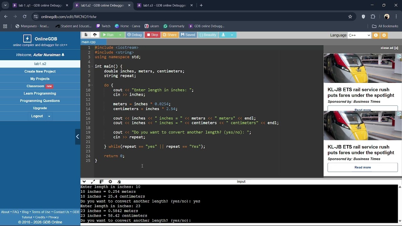 Pembentangan Lab 1: Problem Solving (BMKT1723)