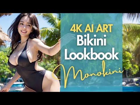 [4K] AI ART video - Japanese Model Lookbook - Swimsuit (Monokini) Collection