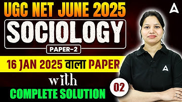 UGC NET Sociology Paper 2 Jan 2025 Paper With Complete Solution #2 | By Prabha Ma’am
