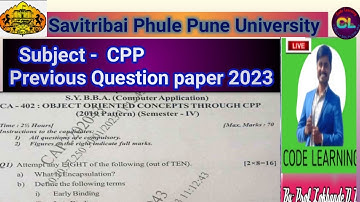 CPP Question Paper -2023 |Object Oriented Concepts through CPP Previous Year Question Paper -2023