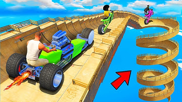 SHINCHAN AND FRANKLIN TRIED THE CRAZY SPIRAL MEGA LOOP RAMP PARKOUR CHALLENGE GTA 5