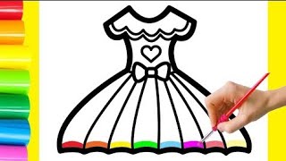Color beauty cute Doll  dress || Drawing and painting || How to draw dress@Shapeoholic1