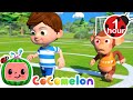 How to play Soccer | Learn with Cocomelon | Nursery Rhymes &amp; Cartoons for Kids | Moonbug