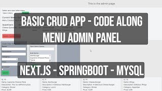 Next, SpringBoot, MySql, basic CRUD application - Code along