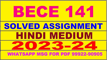 bece 141 solved assignment 2023-24 | bece 141 solved assignment in hindi 2024 | bece 141 2024