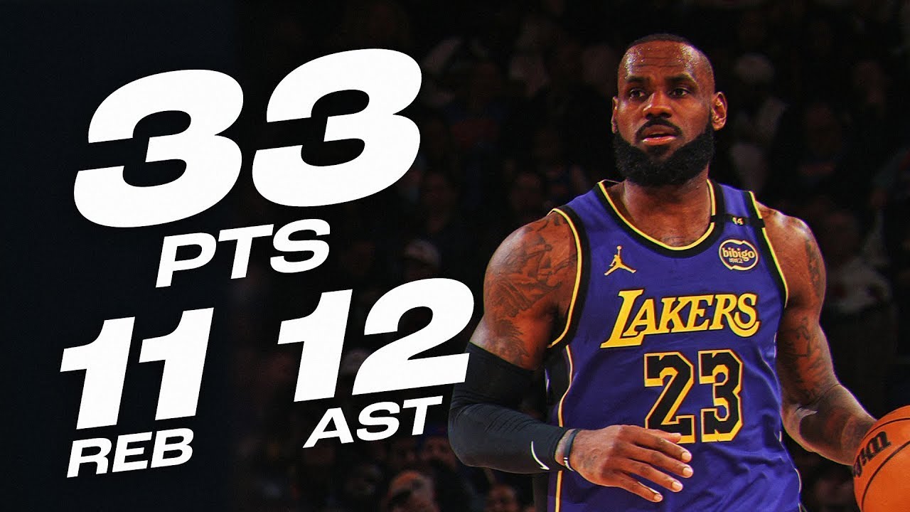 LEBRON JAMES RECORDS A TRIPLE-DOUBLE AS LAKERS BEAT KNICKS AT MADISON ...
