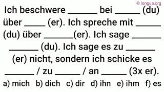 sich beschweren, dass, über bei, sagen Dativ Akkusativ, zu, sprechen mit über, schicken an zu, Deut