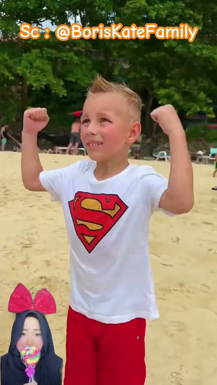 PAPA DAN ADIK LOMBA LARI DI PANTAI ⁉️ tapi Koq Papa lama banget ya? @BorisKateFamily #shorts #funny