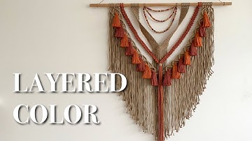 LAYERED macrame wall hanging with color and beads