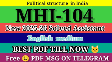 MHI 104 SOLVED ASSIGNMENT 2025-26 in English ll  mhi 104 solved assignment 2026 || ignou