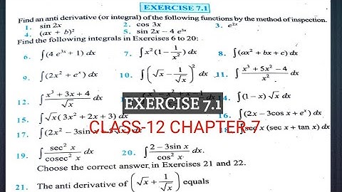 CLASS12 MATHS INTEGRALS /NCERT EXERCISE7.1 SOLUTION OF QUESTION NUMBER 1TO 12 @vivekmathematics122