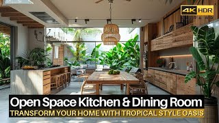 Transform Your Home with an Open Space Kitchen and Dining Room: A Tropical Style Oasis!