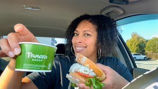 Panera’s 6.99 Duet Meal.Napa Chicken Salad Sandwich and Wild Rice Soup. panerabread mukbang food