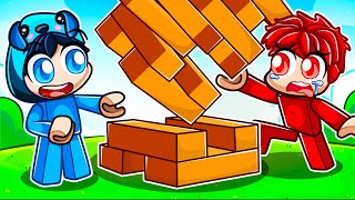 Omz vs Roxy GIANT JENGA in Roblox!