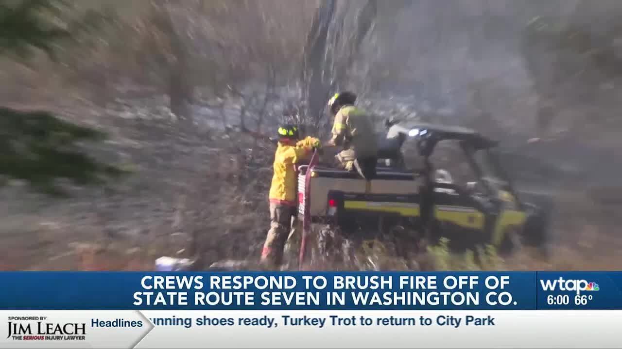 Crews respond to Rt. 7 brush fire in Washington County - YouTube