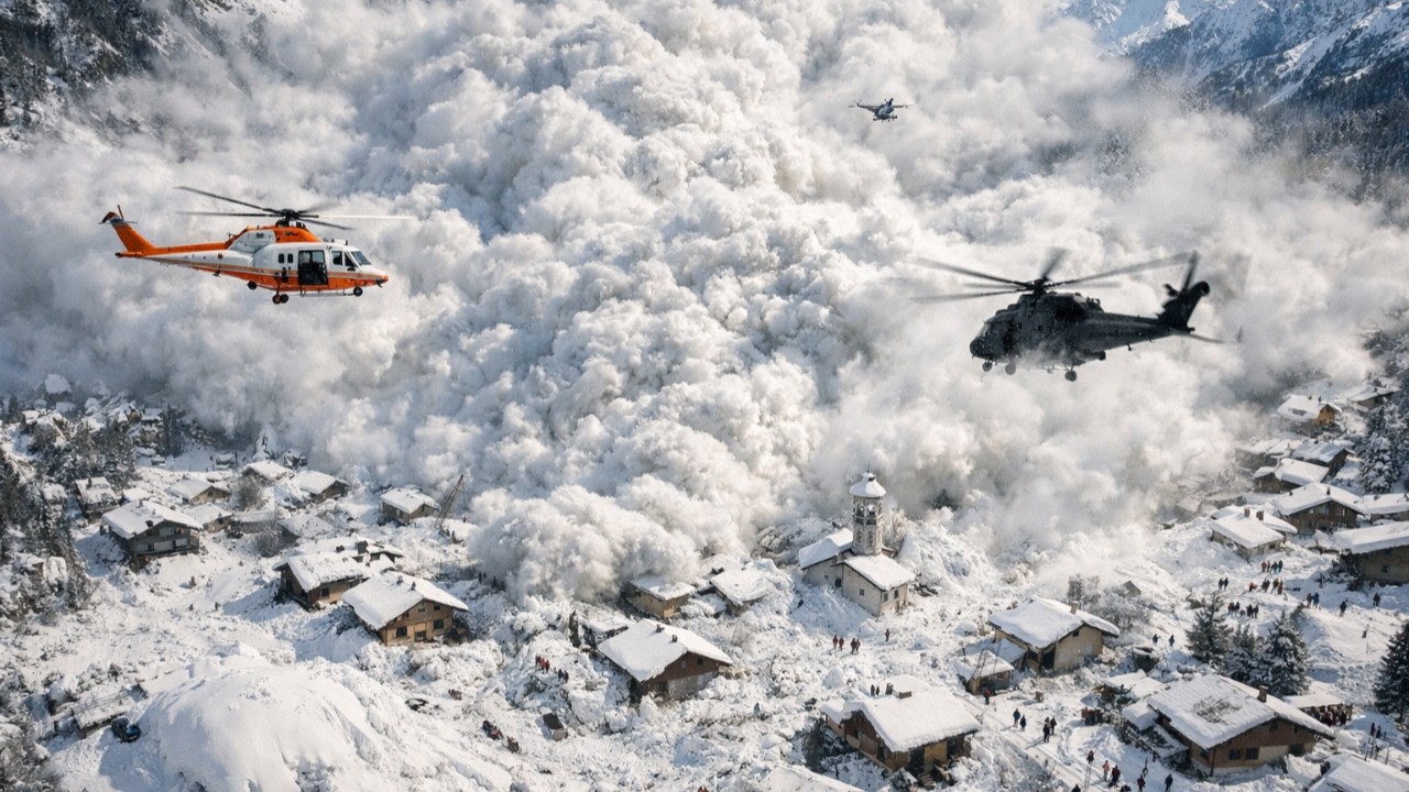 Лавинный хаос в Италии! Альпы внезапно обрушились, массивная лавина засыпала дома и лыжников