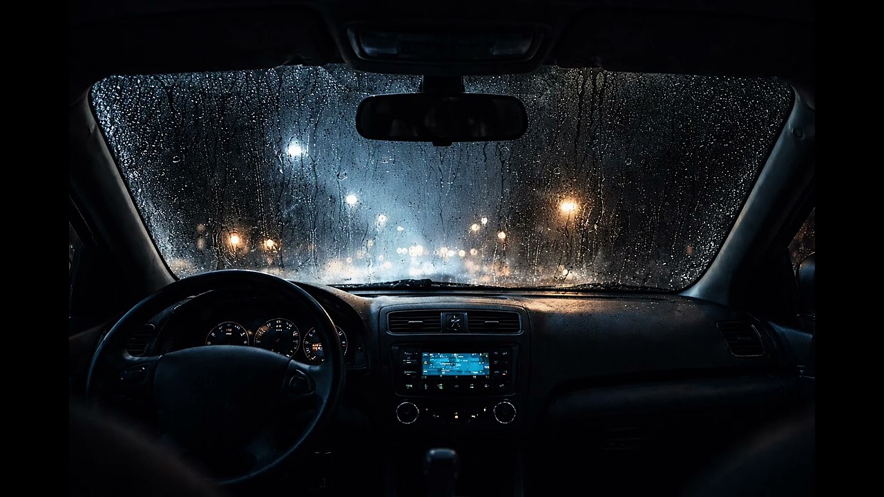 Rain in Car at Night - Instantly Fall Asleep (1 Hour, Black Screen)