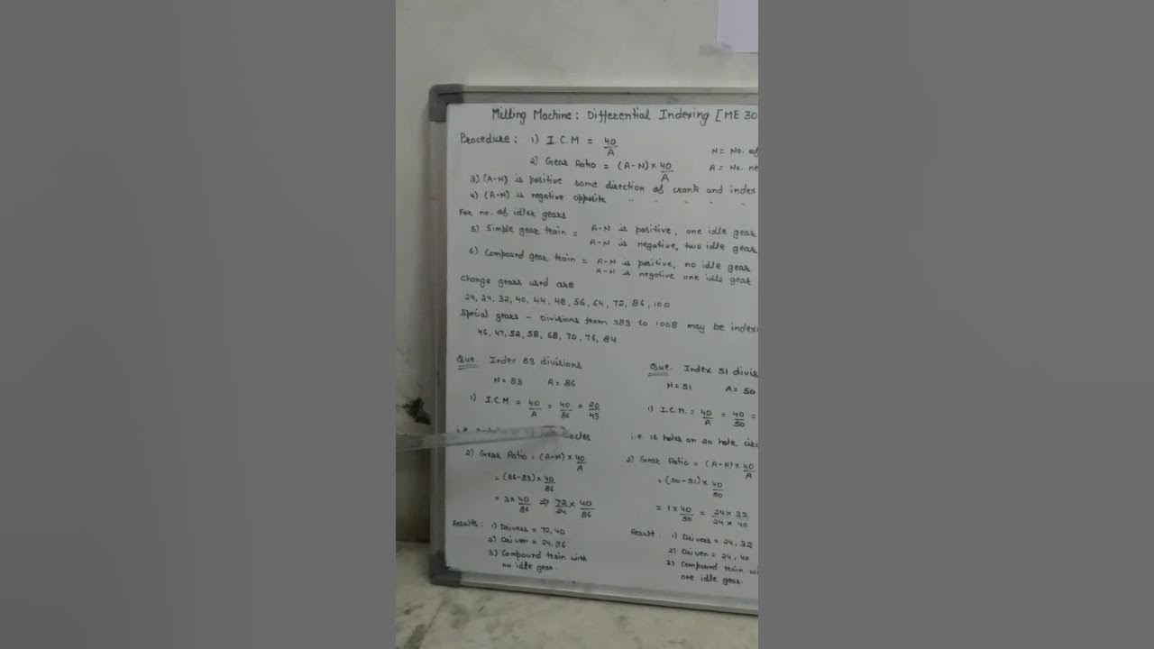 ME306 Milling Machine Differential indexing YouTube