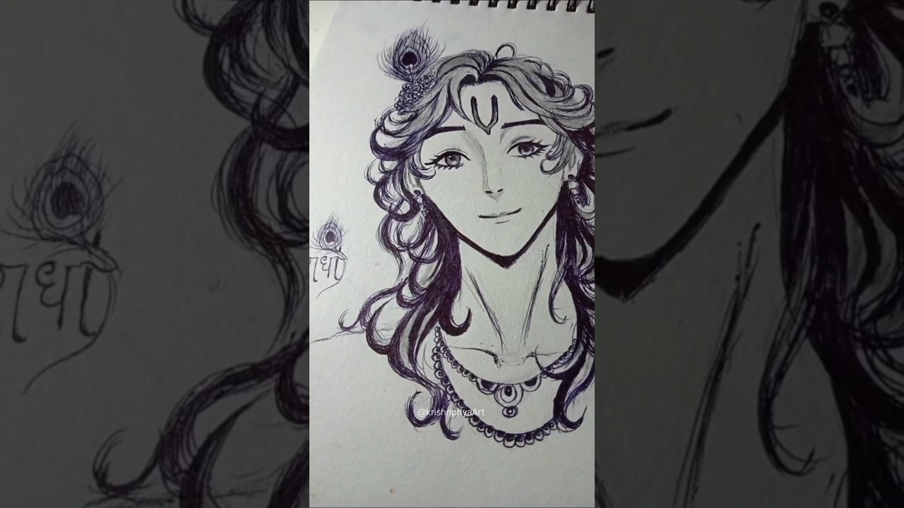 Kanha Ji Anime Style Pen Drawing😳|art with pen✍️