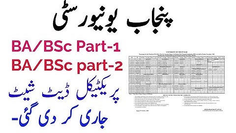 Download BA BSc part-1 and part-2 practical date sheet | Punjab  University