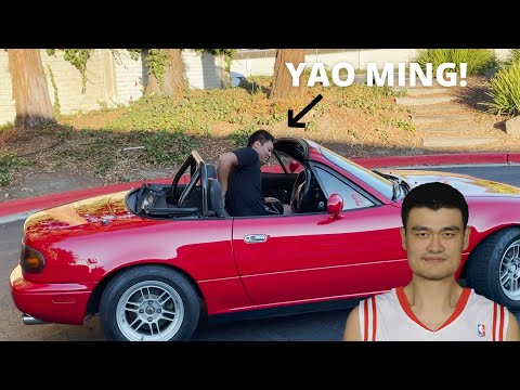 YAO MING TRYING TO FIT IN A MIATA! - YouTube