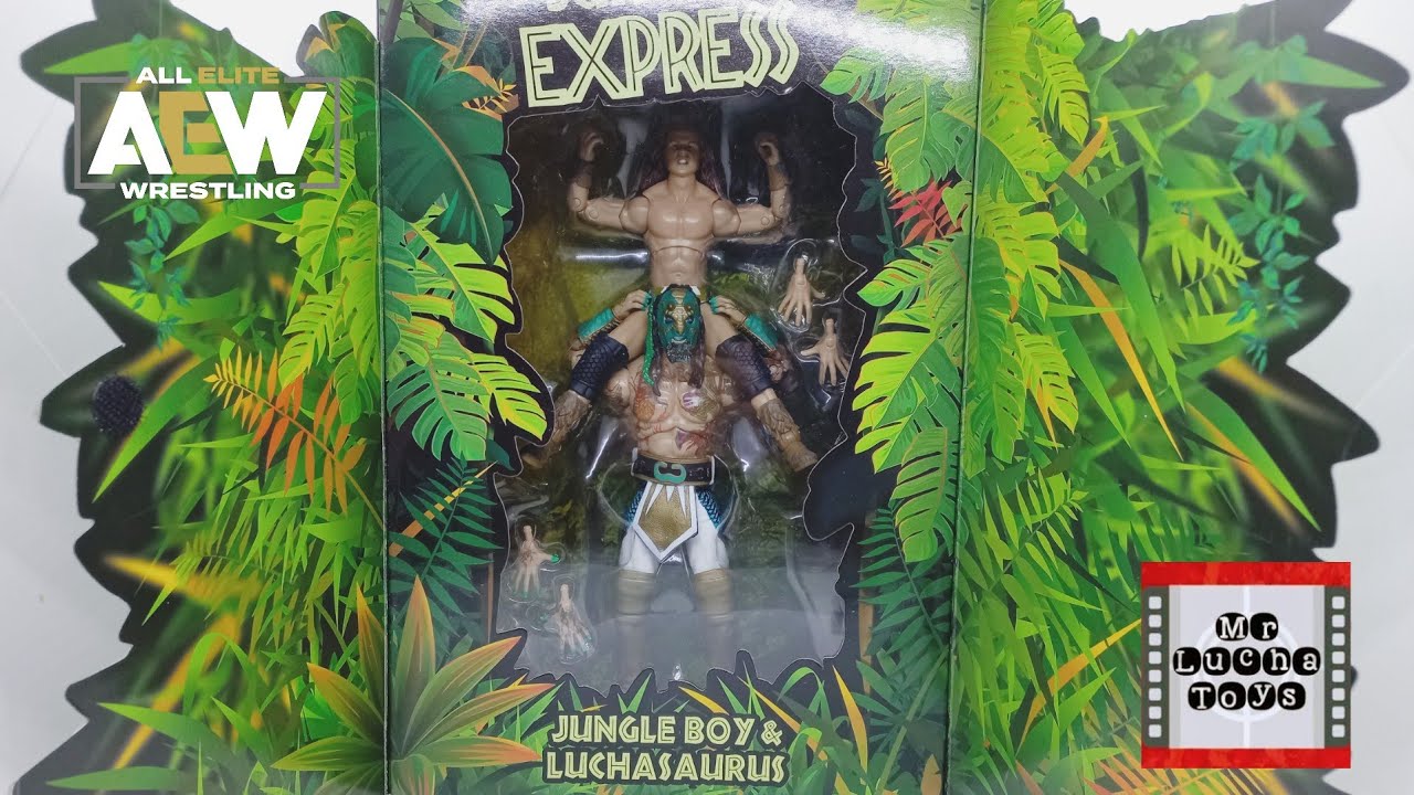 AEW Jurassic Express – Action Figure Esclusive Luchasaurus E Jungle Boy, Set Da 2 Pezzi, Wrestling, Confezione Collezionabile