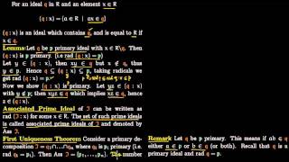 First Uniqueness Theorem primary decompostion