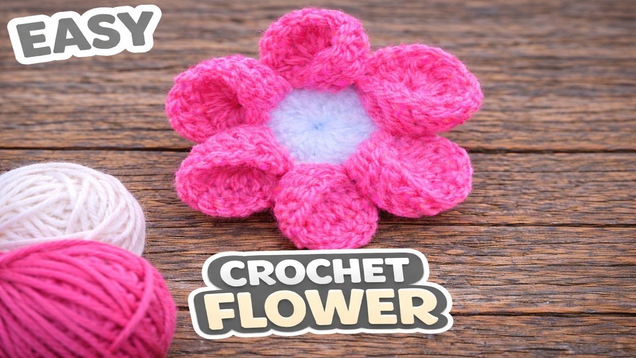 🌸 Cute Crochet Flower Tutorial | Easy DIY Yarn Flower for Beginners 🧶✨