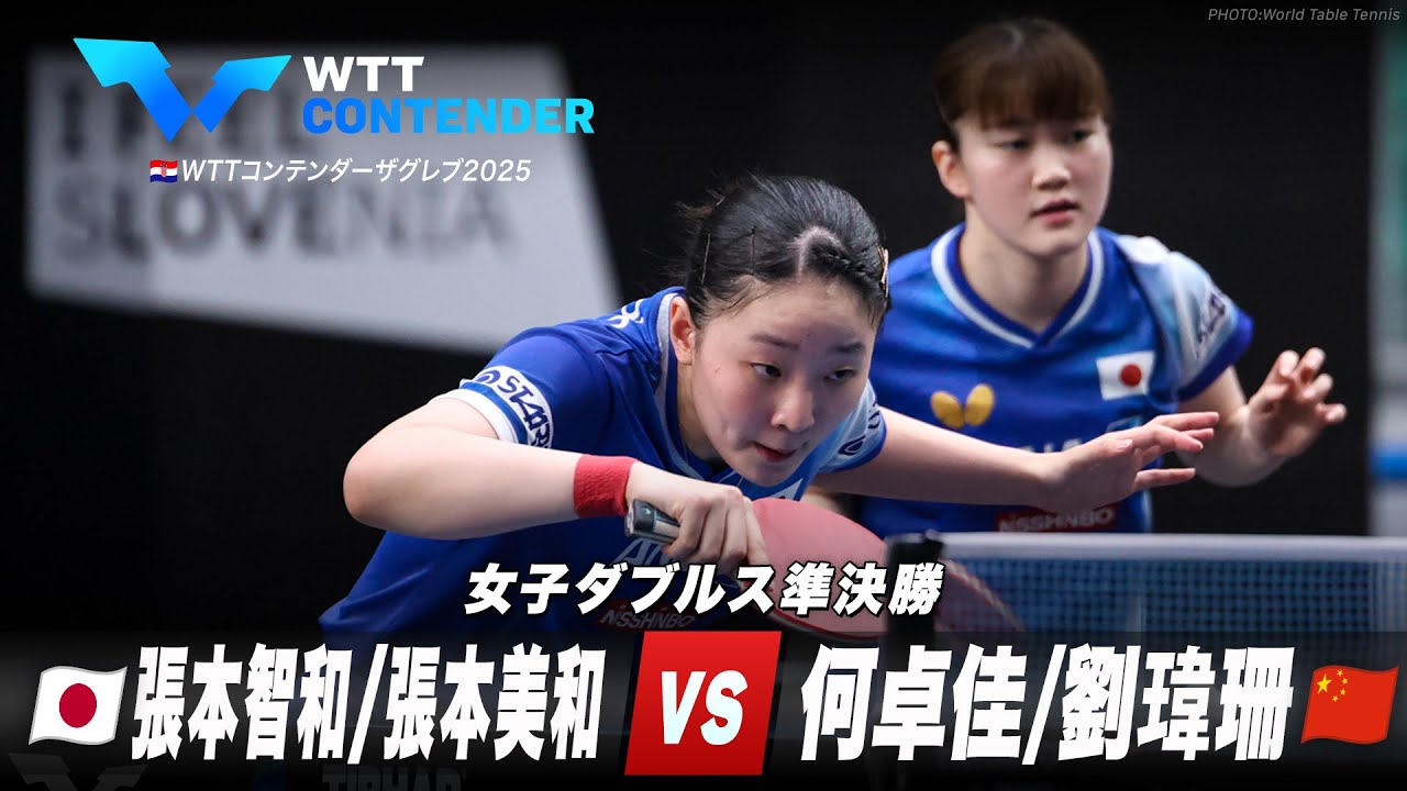 準決勝】張本美和/大藤沙月 vs 何卓佳/劉瑋珊｜WTTコンテンダー
