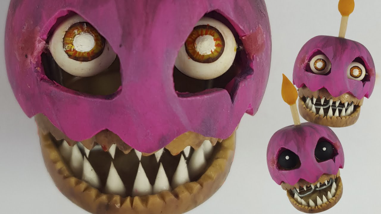 Como hacer a nightmare cupcake de FNAF4 con porcelana fría? 