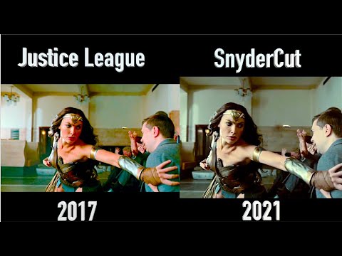 Snydercut vs Justice League | Wonder Woman Bank Fight Scene Side by Side Comparison