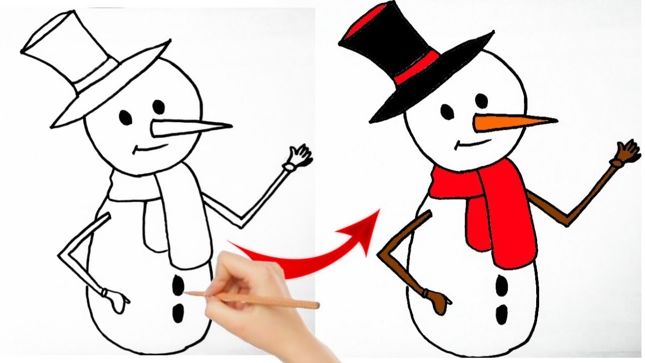 كيفية رسم رجل الثلج بالخطوات  Artista