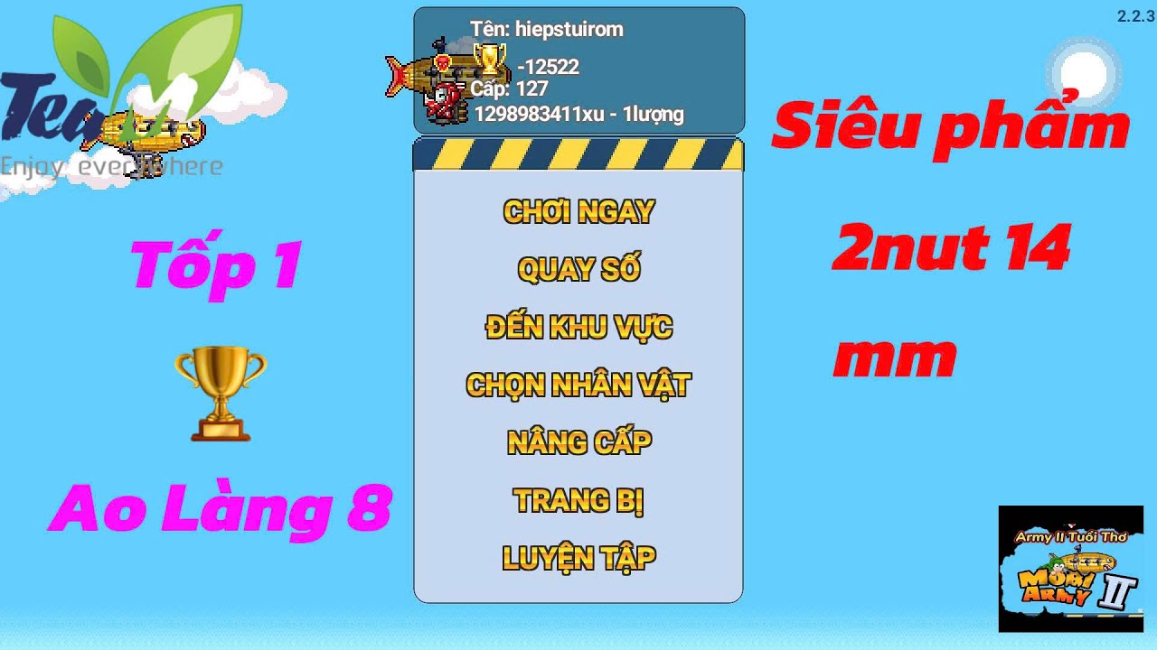 Army2 : Siêu Phẩm Top 1 Ao Làng 8 - 2nut 14mm (mm zin 29 ) duy nhất của sever