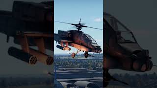 AH-64 Apache strikes near tanks in a fiery blast 💥 #AH64 #Apache #Helicopter #Rocket #Convoy #Combat