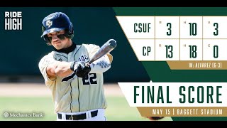 Cal Poly vs. CSUF, Baseball Highlights -- Game 1, May 15th, 2021