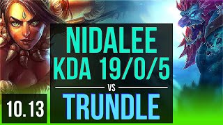 Nidalee Vs Trundle Jungle Kda 1905, Legendary, 68% Winrate Euw Grandmaster V10.13