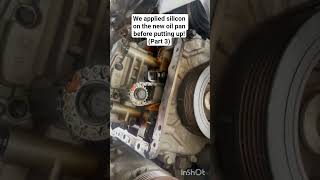 2018 Kia Sorento| Applying Silicon before putting it up. #carrepair #mechanic #auto #oilpan #kia