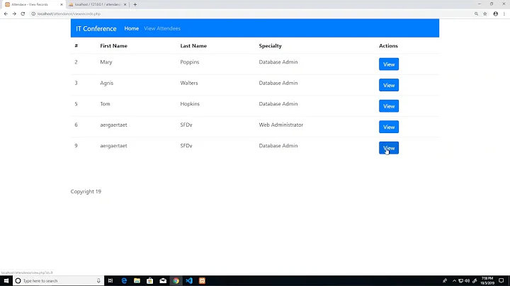 How To View One Record's Details in MySQL Database using PHP PDO