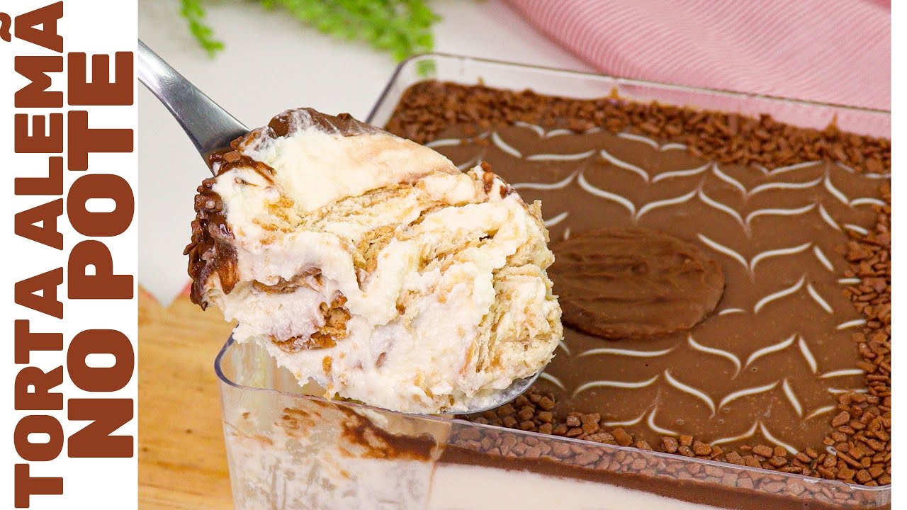 TORTA ALEMÃ NO POTE - CREMOSA E FÁCIL DE FAZER! | Sem gelatina e sem fogão! NÃO TALHA!
