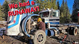 Starting a  Peterbilt 359 after sitting for 20 years... Runaway Diesel