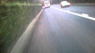 20111115 W288TJU Suzuki Jimny. Crosses solid white line on sharp bend