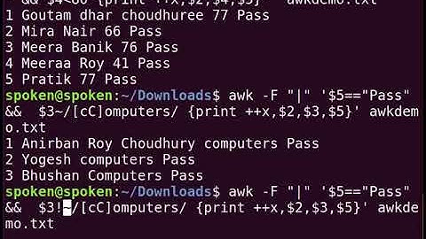 Variables and Operators in awk - Punjabi